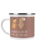 Mr. & Mrs. Panda Camping Emaille Tasse Kirchliche Trauung Liebe ... in Braun Pastell