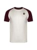 SikSilk T-Shirt Raglan in White, Burgundy