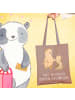 Mr. & Mrs. Panda Tragetasche Tante Eisdielenmeisterin mit Spruch in Braun Pastell