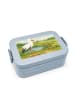 Mr. & Mrs. Panda Lunchbox Storch Design mit Spruch in Blau Pastell