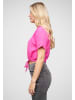 Cloud5ive Cloud5ive Cropped Baumwoll Bluse mit Knopfleiste & Tunnelzug in fuchsia