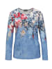 GOLDNER Druckshirt mit floralem Muster in rot / rauchblau / gemustert