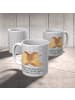 Mr. & Mrs. Panda Tasse Igel händchenhaltend mit Spruch in Grau Pastell