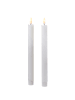 MARELIDA 2x LED Stabkerzen LINA Rustik-Optik Echtwachs H: 25cm in weiß