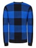 Rusty Neal Schwerer Karo Kontrast Grobstrick Pullover in Schwarz / Sax