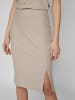 Vila Gerippter Jersey Bleistift Rock High Waist Midi Skirt in Beige