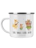 Mr. & Mrs. Panda Camping Emaille Tasse Waldtiere Aloha mit Spruch in Weiß
