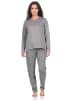 NORMANN Schlafanzug Pyjama langarm Animal Print in grau
