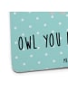 Mr. & Mrs. Panda Tischuntersetzer Eulen Liebe mit Spruch in Türkis Pastell