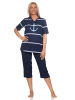 NORMANN Kurzarm Pyjama Schlafanzug Shorty Maritimer Look - 85115 in marine