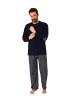 NORMANN Schlafanzug Pyjama lang Flanell Hose - 67427 in navy