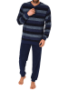 NORMANN Frottee Schlafanzug Bündchen Blockstreifen - 75473 in marine
