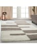 KADIMA DESIGN Teppich Hochflor Shaggy Karo Design Polypropylen Wohnzimmer in Beige