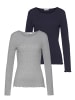 FLASHLIGHTS Langarmshirt in marine, grau-meliert