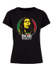 F4NT4STIC Ladies Box Tee Bob Marley Logo Badge Reggae Music in schwarz