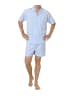 NORMANN Pyjama Shorty kurzarm kariert gewebt - 11791 in blau