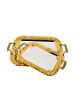 Almina 2er-Set Serviertabletts aus hochwertigem 18/10 Edelstahl in Silber/Gold(Motiv11)