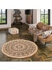 Pergamon Handgefertigt Jute Teppich Nele Ethno Rund in Beige