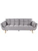 Beliani Schlafsofa ASBY in Grau/Heller Holzfarbton - (W) 218 x (H) 82 x (L) 83 cm
