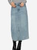 SASSYCLASSY Midi Jeans Rock mit Schlitz in Blau