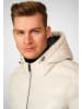 Ricano Herren Lederjacke Sean in Weiß - weiße Leder-Steppjacke mit Kapuze