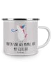 Mr. & Mrs. Panda Camping Emaille Tasse Glitzernde Tante mit Spruch in Grau Pastell