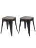 MCW 2er-Set Hocker A73 im Industriedesign stapelbar, Schwarz