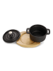Echtwerk 2 tlg. Set Mini-Kochtopf mit Servierbrett 200 ml in Schwarz