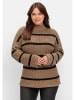 sheego Pullover in cappuccino-schwarz