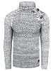 Rusty Neal Side Button-Placket Grobstrick Rollkragen-Pullover in Weiß