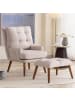 ABRIHOME Loungesessel in Beige mit Fußstütze 5 Stufen verstellbar und Ablage