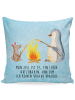 Mr. & Mrs. Panda Dekokissen Pinguin Lagerfeuer mit Spruch in Eisblau
