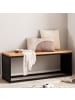 FineBuy Sitzbänk in Schwarz / Akazie / 120x35x45