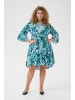 KAFFE curve Kleid KCami A-shape in Teal Leopard Print