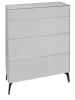 58 aufm Kessel KOMMODE Elfi 82x42x104 Hochglanz Kreidegrau/Glas Kreidegrau