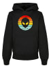 F4NT4STIC Basic Hoodie Alien Gesicht Retro Sunset in schwarz