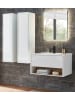 Furn.Design Badmöbel-Set weiß Hochglanz, Eiche mit Waschbecken und LED Beleuchtung 160 cm