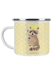 Mr. & Mrs. Panda Camping Emaille Tasse Waschbär ohne Spruch in Gelb Pastell