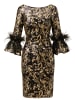 Adrianna Papell Cocktail Kleid Sequin Embroidered Midi Dress in black/gold