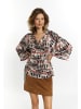 VIRITA Women Wickelbluse in Grau Dunkelrosa Mehrfarbig
