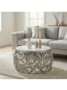 FineBuy Couchtisch in Silber / Marmor / 60x60x33