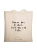 Mr. & Mrs. Panda Tote Bag Spruch Konflikte friedlich lösen mit S... in Creme