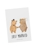 Mr. & Mrs. Panda Postkarte Bären Heirat mit Spruch in Weiß