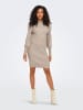 ONLY Langarm Mini Strickkleid Rundhals Pullover Shirt ONLKATIA in Beige