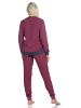 NORMANN Frottee Pyjama Bündchen Streifen und Sternen - 75896 in beere