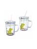 relaxdays 4 x Kindertrinkglas "Dino" in Transparent - 400 ml