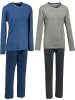 REDBEST Single-Jersey Schlafanzug 2er-Pack in blau/hellgrau-anthrazit meliert