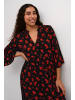 Kaffe Kleid KAamber A-shape in Black_Red Flower Print