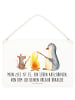 Mr. & Mrs. Panda Deko Schild Pinguin Lagerfeuer mit Spruch in Weiß