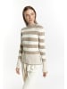 DreiMaster Damen Strickpullover in Grau Beige Wollweiss